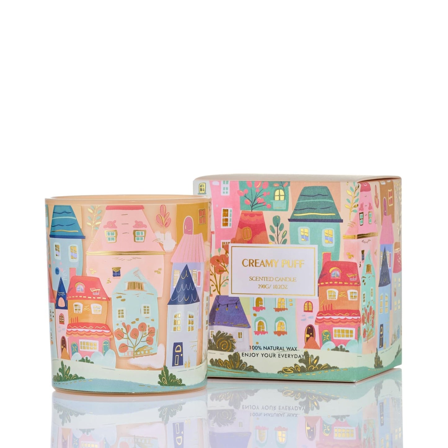 M&SENSE Creamy Puff Scented Candles – 10.2 oz, 60h Burn, Calm & Stress Relief