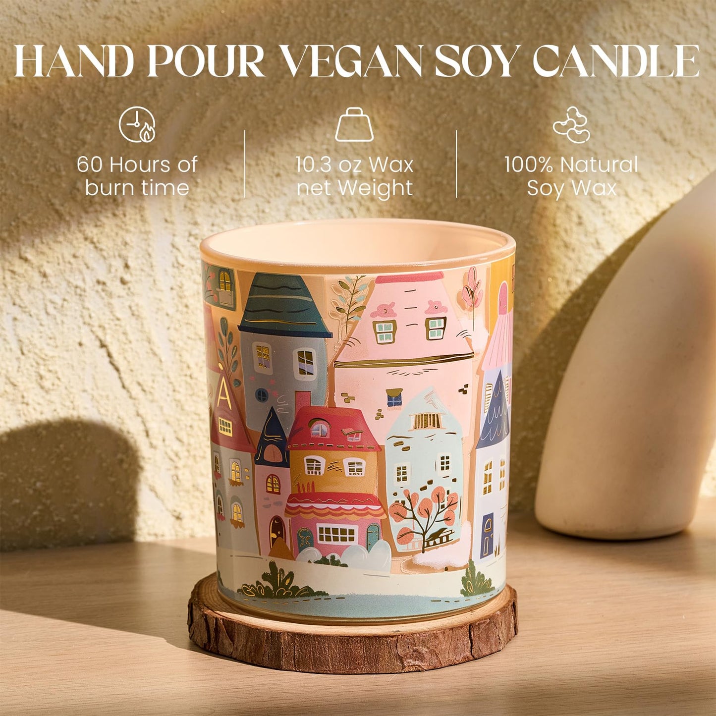 M&SENSE Creamy Puff Scented Candles – 10.2 oz, 60h Burn, Calm & Stress Relief