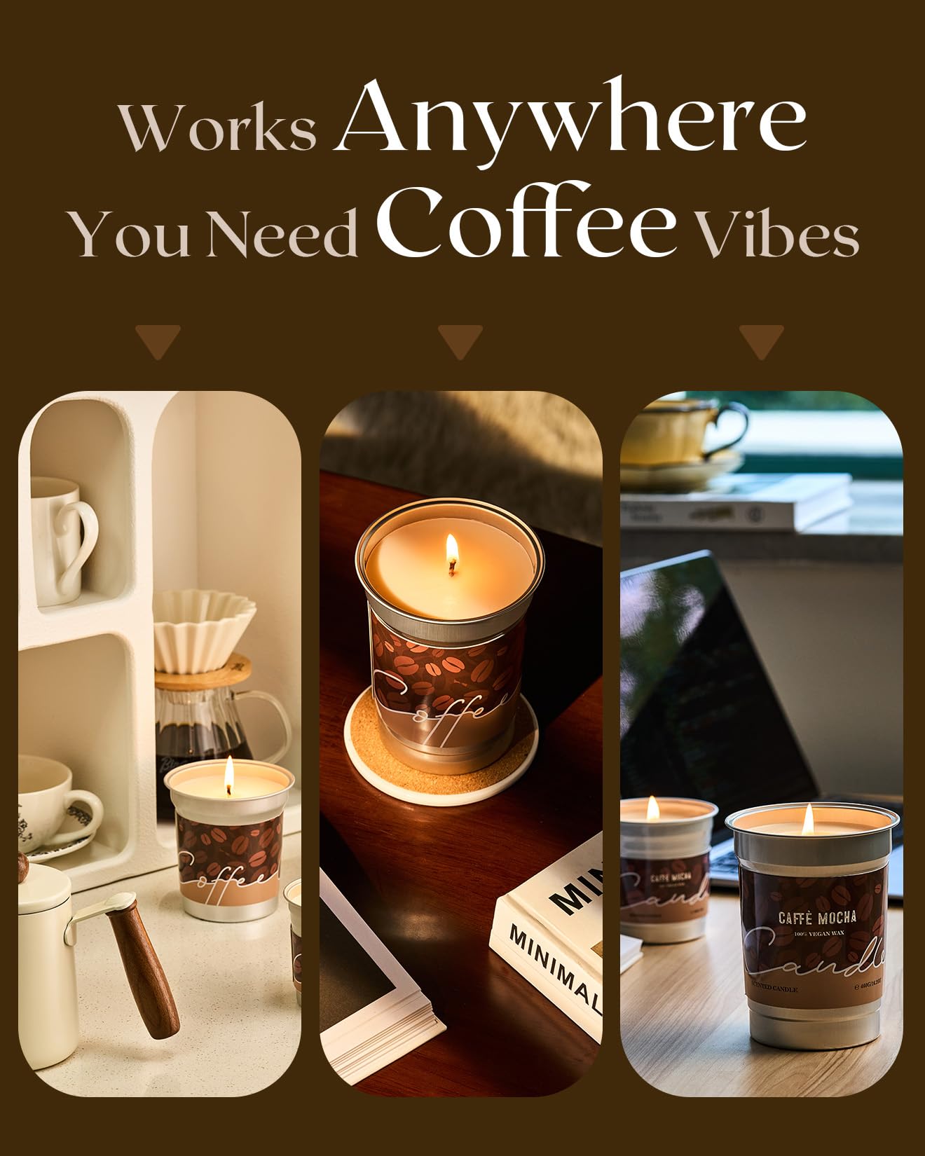 M&SENSE Espresso Candles - Black Coffee Scented 7oz Soy Wax Candle | Non-Toxic, Clean Burn