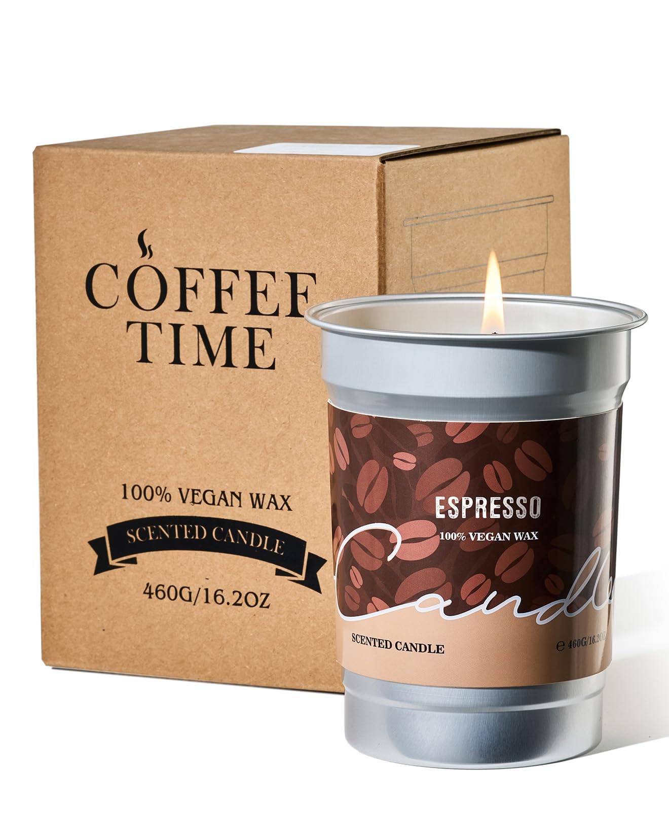 M&SENSE Espresso Candles – Black Coffee Scent, 16.2oz Soy Wax