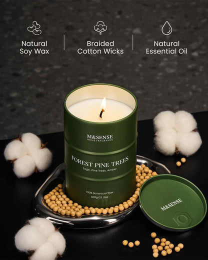 M&SENSE Frosted Pine Scented Candle – 21.2oz Natural Soy, 120-Hour Slow Burn
