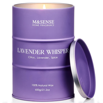 M&SENSE Lavender Soy Candle | 11.6oz, 120h Burn Time, Aromatherapy Gift