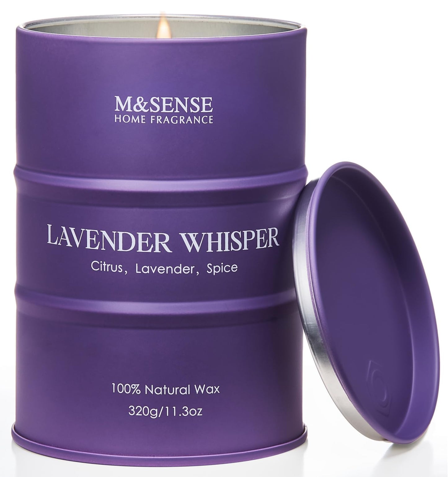 M&SENSE Lavender Soy Candle – 11.6oz, 60–70h Burn, Aromatherapy Gift