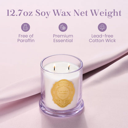 M&SENSE Lavender Vanilla Soy Candle – 12.7oz, 2-Wick, 70 Hours Burn Time