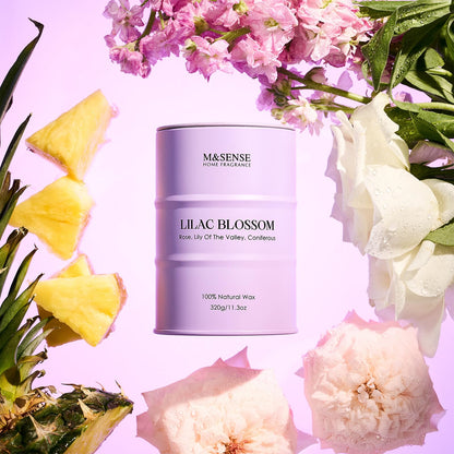 M&SENSE Lilac Blossom Soy Candle – 11.3oz, 70-Hour Burn, Aromatherapy & Relaxation