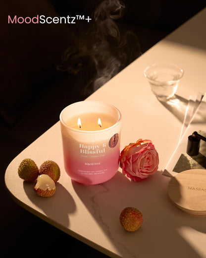 M&SENSE Lychee Cherry Rose Soy Candle – 14.1oz, 80-Hour Aromatherapy, Non-Toxic