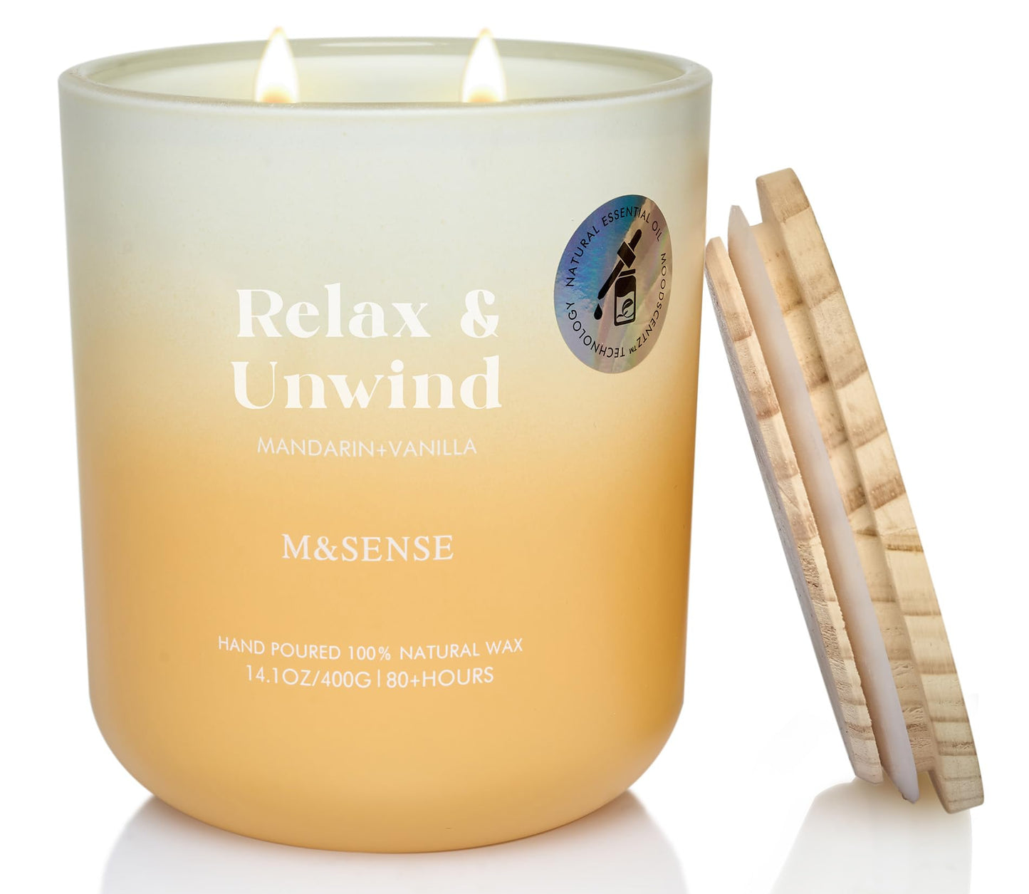 M&SENSE Mandarin Vanilla Candle – 80-Hour Non-Toxic Soy Wax Aromatherapy