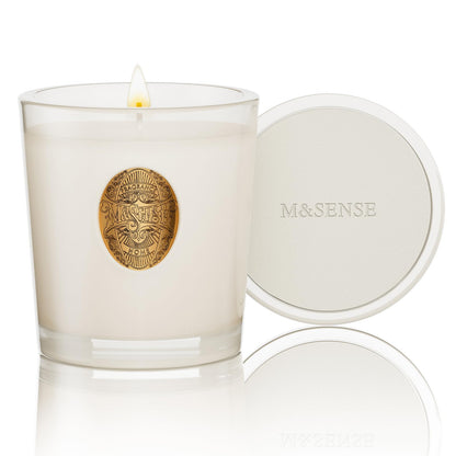 M&SENSE Natural Soy Candle – Vanilla Dream & White | 9.2 oz, 50H Burn