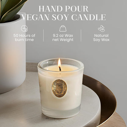 M&SENSE Natural Soy Candle – Vanilla Dream & White | 9.2 oz, 50H Burn
