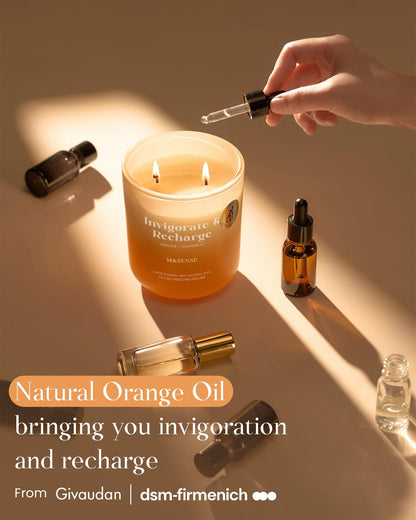 M&SENSE Orange Grapefruit Candle – 14.1oz, 2-Wick Soy, 80h Burn Time