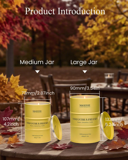 M&SENSE Osmanthus Freesia Scented Candle – Large 21.2oz (600g), 120h Natural Soy Wax