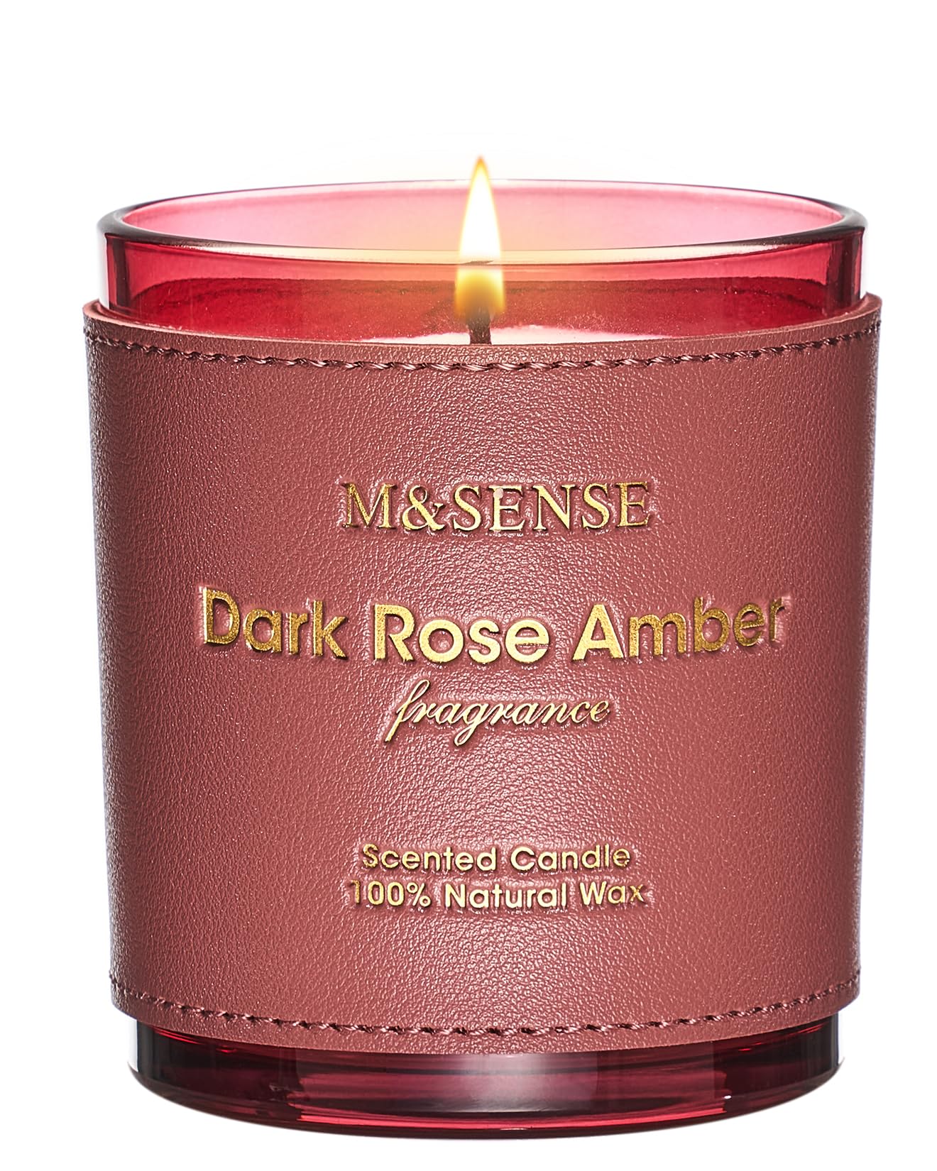 M&SENSE Rose Amber Scented Candle – Vegan Soy Wax, 10oz, 42-Hour Burn, Non-Toxic