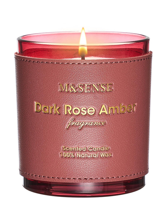 M&SENSE Rose Amber Scented Candle – Vegan Soy Wax, 10oz, 42-Hour Burn, Non-Toxic