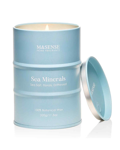 M&SENSE Sea Minerals Scented Candle – Ocean Aromatherapy, 11.3oz, 70h Burn