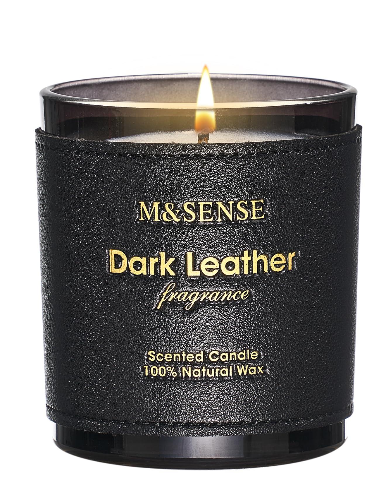 M&SENSE Tobacco Leather Berries Candle – 10oz, 42-Hour Burn, Vegan Soy Wax