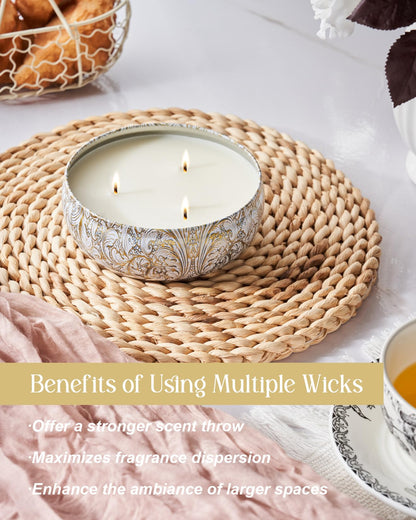 M&SENSE White Tea 3-Wick Soy Candle – 40+ Hr Burn, 100% Natural Vegan Wax
