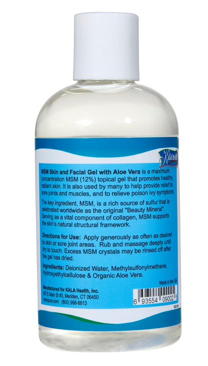 Kala Health MSMPure Max Strength MSM Gel with Organic Aloe – 8 oz, Preservative-Free Skin Care
