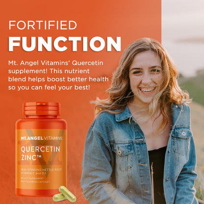 Mt. Angel Vitamins Zinc Quercetin with Bromelain – Immune Support & Respiratory Health, Quercetin 500mg, Zinc 50mg, Vitamin C | 120ct