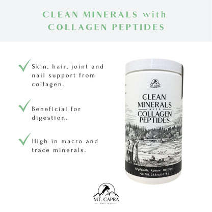Mt. Capra Clean Minerals with Collagen Peptides | Whole Food Minerals from Goat Milk Whey and Grass-Fed Type I and III Collagen Peptides | 10 g Protein per Serving | Unflavored | 20 Servings - 23.8 oz
