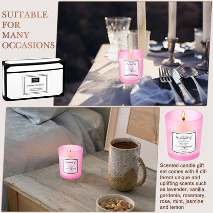 MTLEE 16-Pack Scented Candles Gift Set – Aromatherapy Soy Wax, Pink, Inspirational