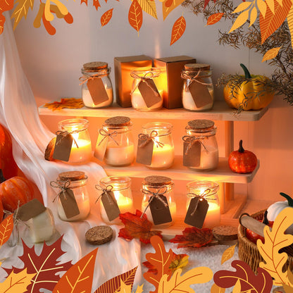 MTLEE 50 Pcs Pumpkin Jar Candles – Thanksgiving Gifts, Natural Soy Wax, DIY Tags