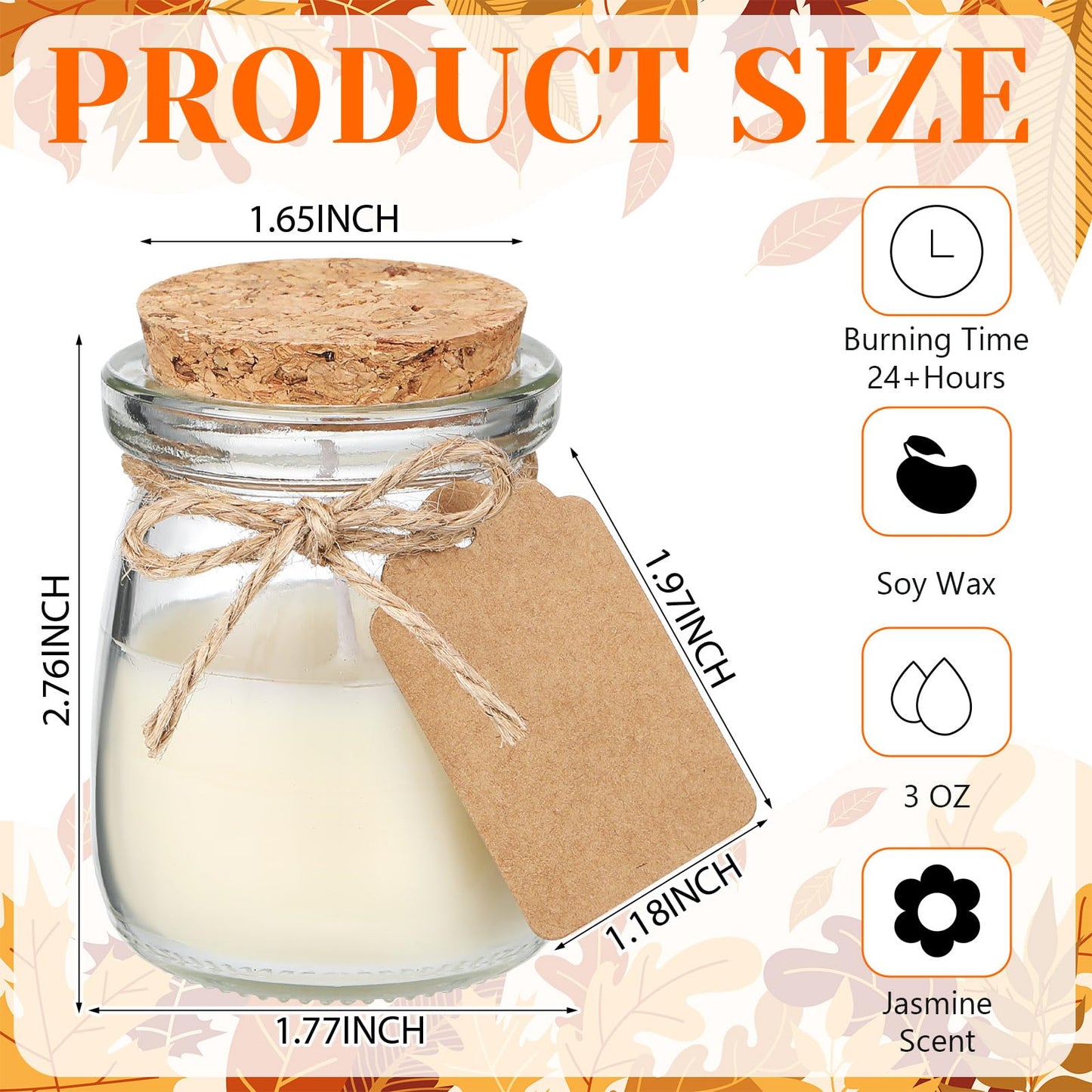 MTLEE 50 Pcs Pumpkin Jar Candles – Thanksgiving Gifts, Natural Soy Wax, DIY Tags