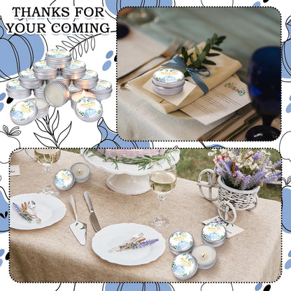 MTLEE 50 Pcs Little Pumpkin Baby Shower Favors - Lavender Soy Wax Travel Tin Candles (Blue)
