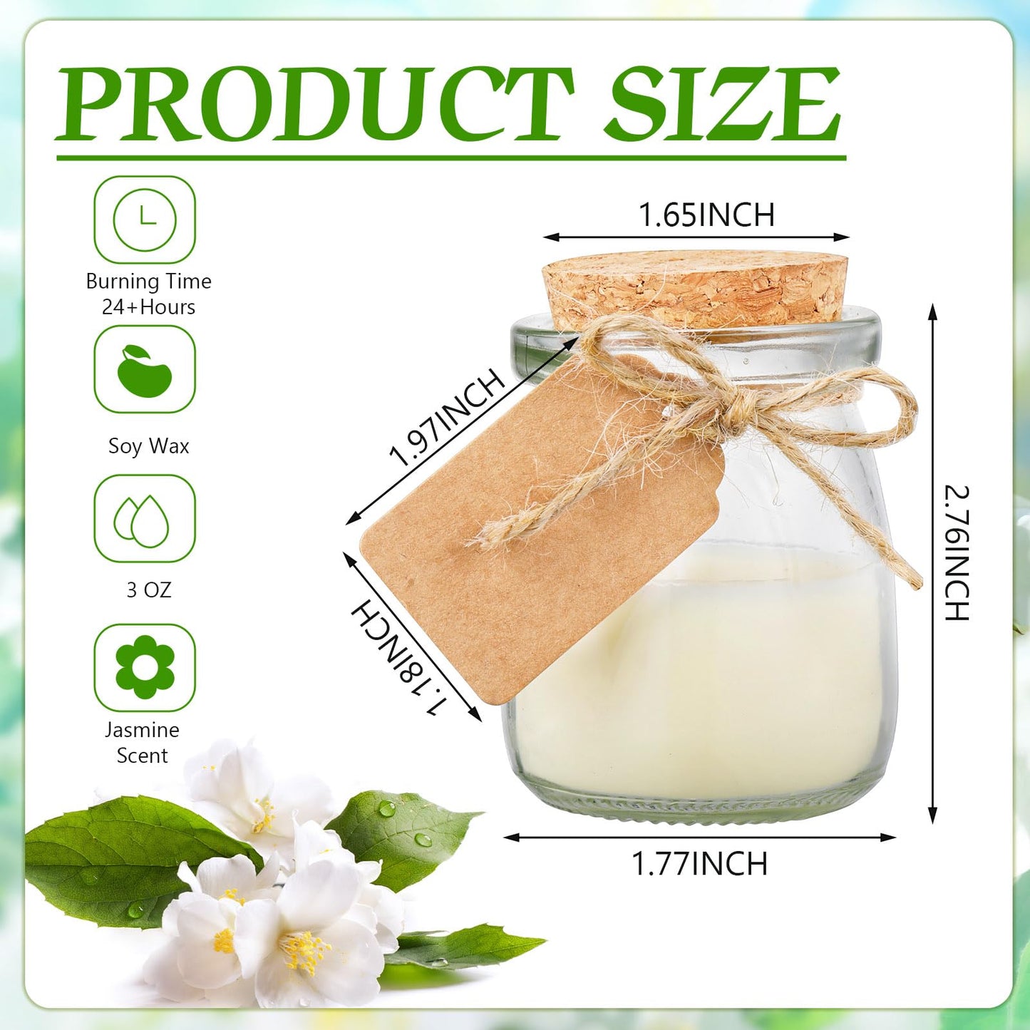 MTLEE 50 Pcs Wedding Jar Candles for Guests Jasmine Scent – Soy Wax, DIY Tag Cards, Wedding Favors