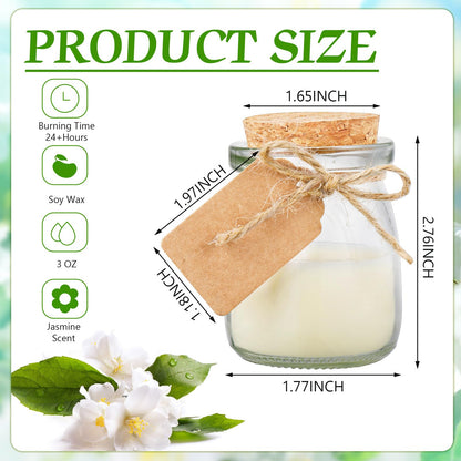 MTLEE 50 Pcs Wedding Jar Candles for Guests Jasmine Scent – Soy Wax, DIY Tag Cards, Wedding Favors