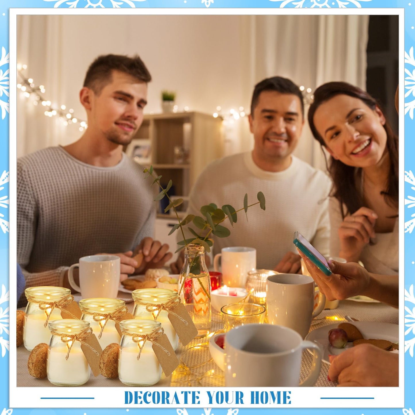 MTLEE 50 Pcs Winter Jar Candles Gift Set – Soy Wax with DIY Tags