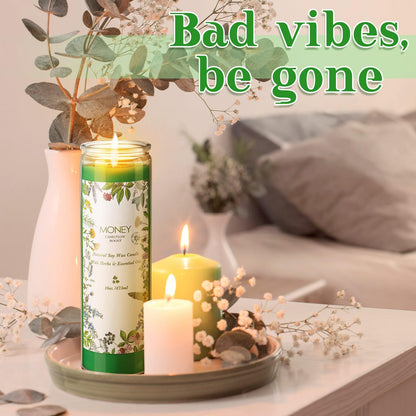 MTLEE 2 Pcs Money Scented Spell Candles – Soy Herbal Money Candles for Wealth & Prosperity