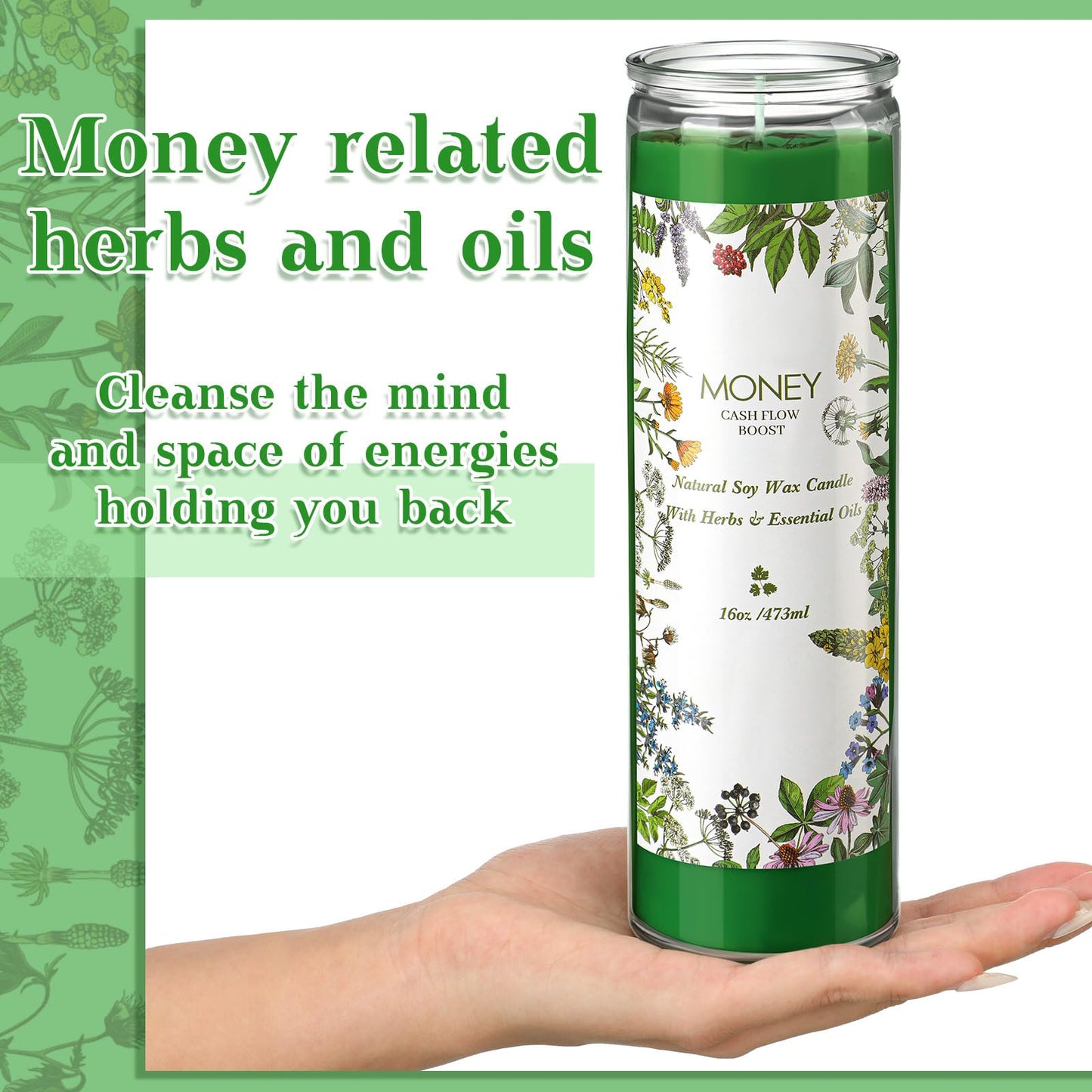 MTLEE 2 Pcs Money Scented Spell Candles – Soy Herbal Money Candles for Wealth & Prosperity