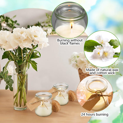 MTLEE 25 Pcs Jasmine Scented Wedding Jar Candles – DIY Favors & Bridesmaid Gifts