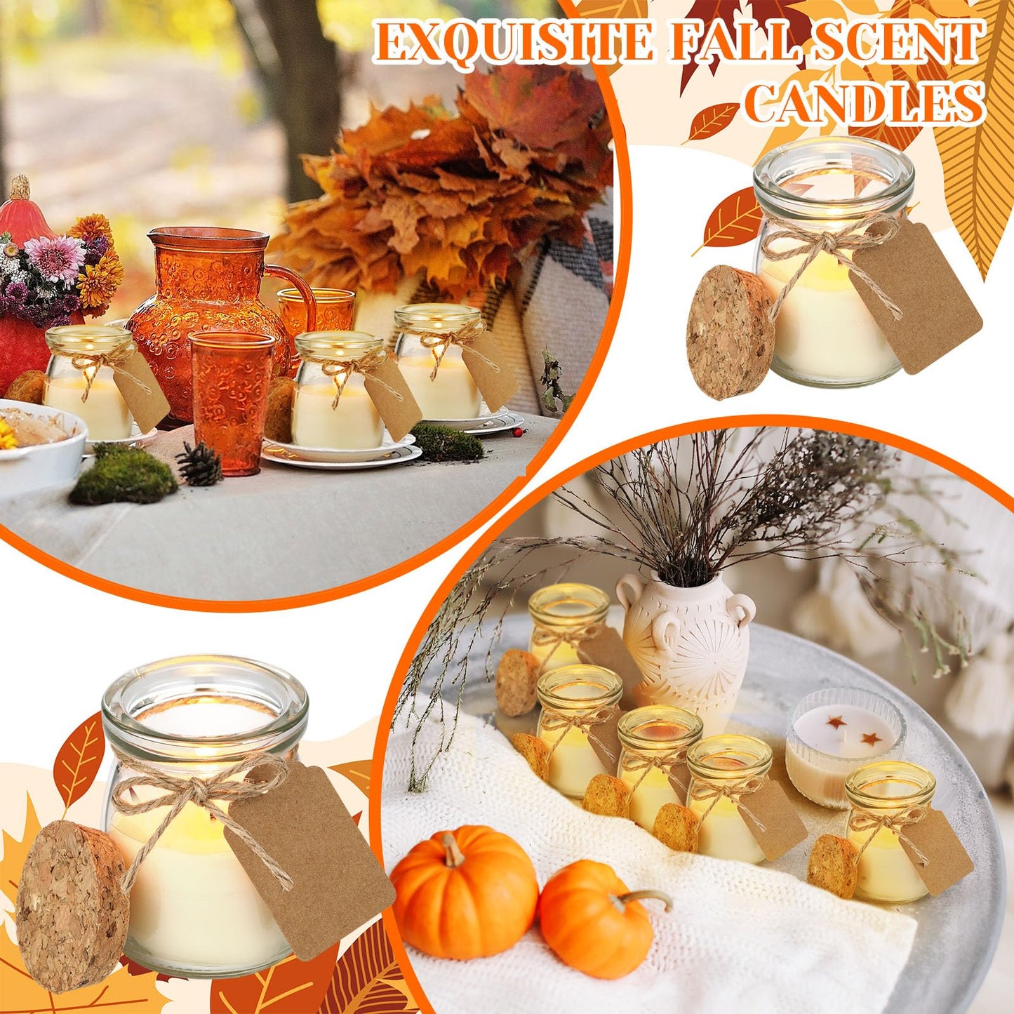 MTLEE 50 Pcs Thanksgiving Candle Set – DIY Cards, Friendsgiving Gifts, Wedding & Party Favors