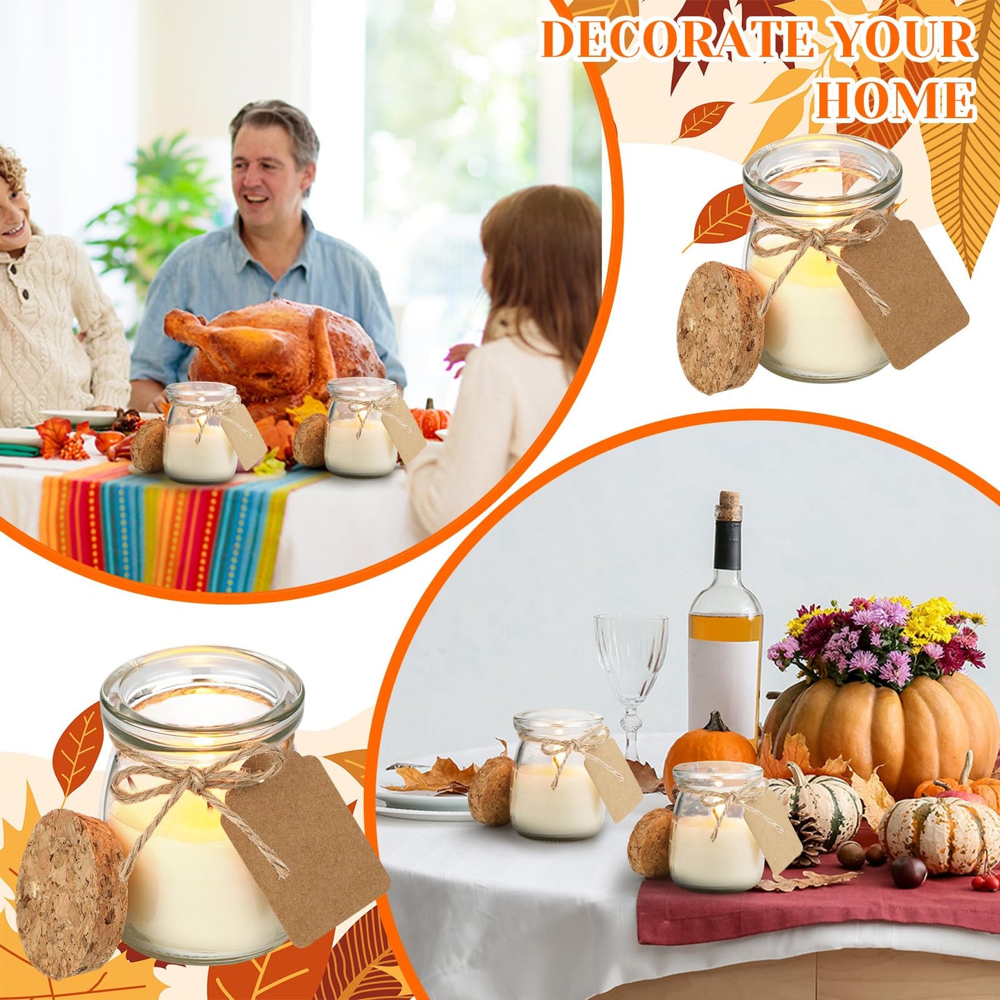 MTLEE 50 Pcs Thanksgiving Candle Set – DIY Cards, Friendsgiving Gifts, Wedding & Party Favors