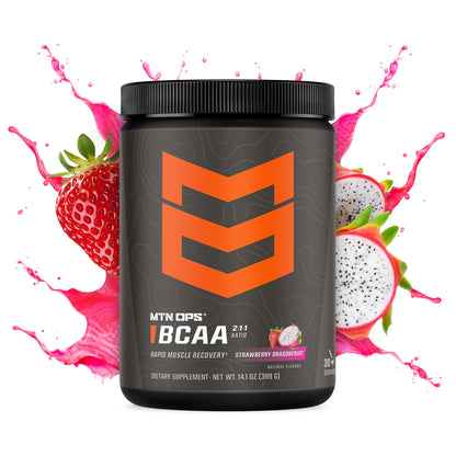 MTN OPS BCAA 2:1:1 Amino Acids – Zero Sugar & Gluten Free | Rapid Muscle Recovery (30-Serv, Strawberry Dragonfruit)