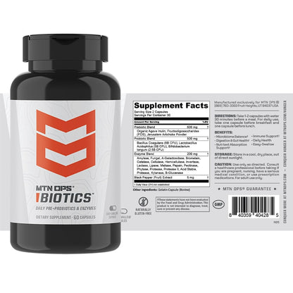 MTN OPS Biotics Daily Probiotic with Maca Root, Reishi, Boswellia & American Ginseng – 60 Capsules | 30 Servings