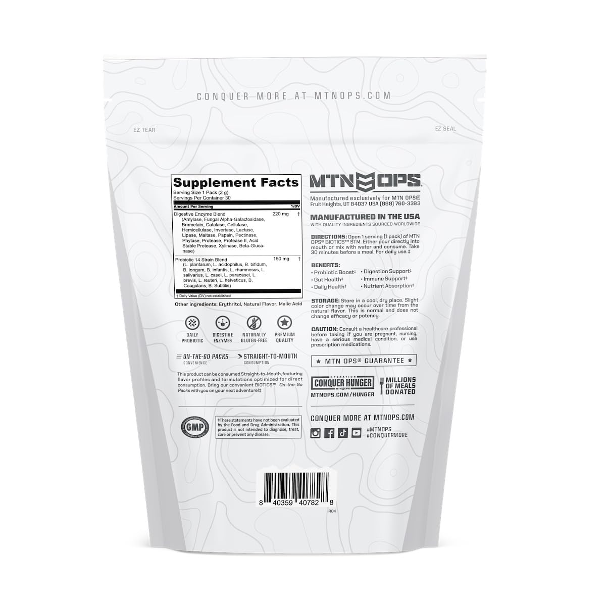MTN OPS Biotics STM Probiotic Supplement – Gut Health, Digestion & Immunity (Sugar-Free)
