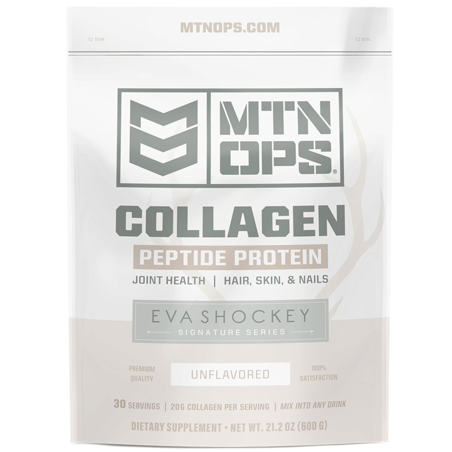 MTN OPS Collagen Peptide Protein Powder – Eva Shockey Signature, 20g Unflavored, Zero Sugar, 30 Servings