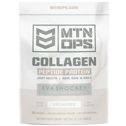 MTN OPS Collagen Peptide Protein Powder – Eva Shockey Signature, 20g Unflavored, Zero Sugar, 30 Servings