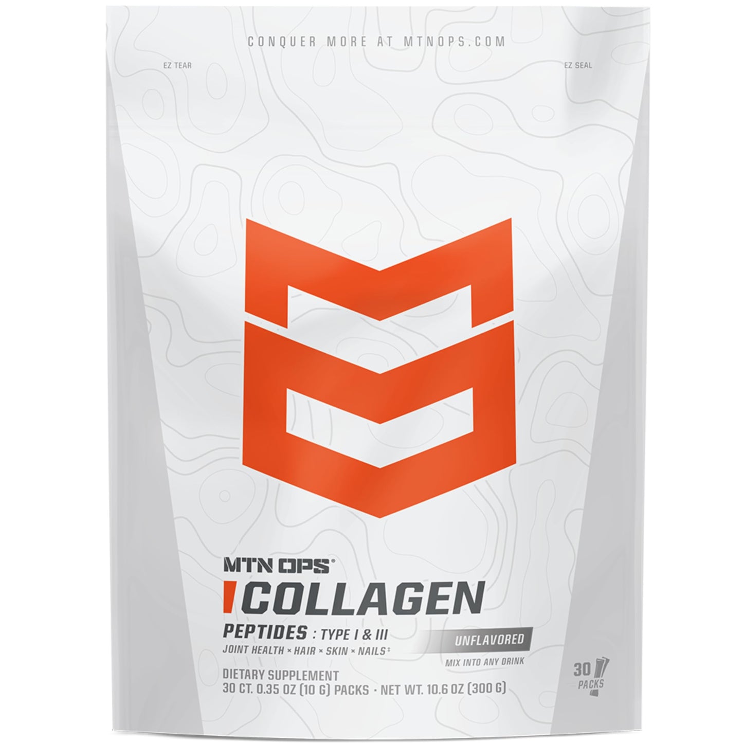 MTN OPS Collagen Protein Powder On-The-Go Packs - 9g Protein Per Serving, Unflavored, 30 Packs