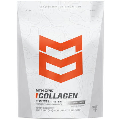 MTN OPS Collagen Protein Powder On-The-Go Packs - 9g Protein Per Serving, Unflavored, 30 Packs