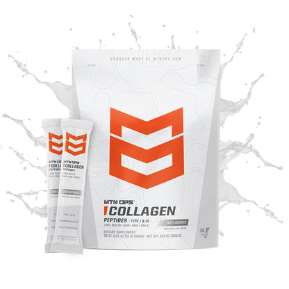 MTN OPS Collagen Protein Powder On-The-Go Packs - 9g Protein Per Serving, Unflavored, 30 Packs