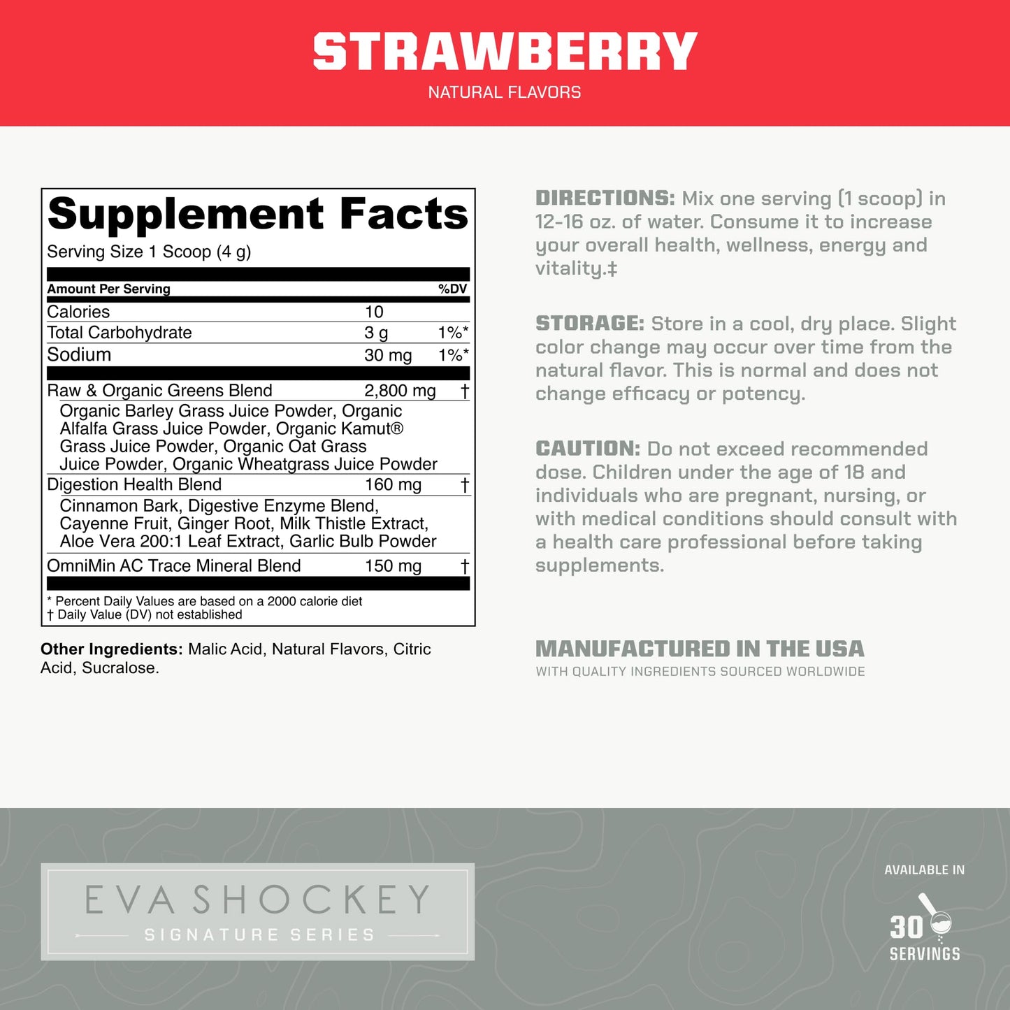 MTN OPS Eva Shockey Signature Series Super Greens – Strawberry, 30 Servings (4.4 oz)