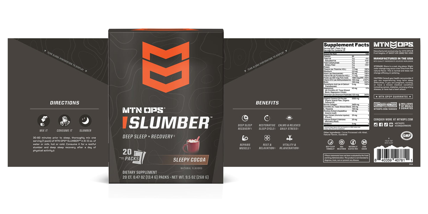 MTN OPS Slumber – Sleep Aid for Deep Sleep & Muscle Recovery (20 Servings)