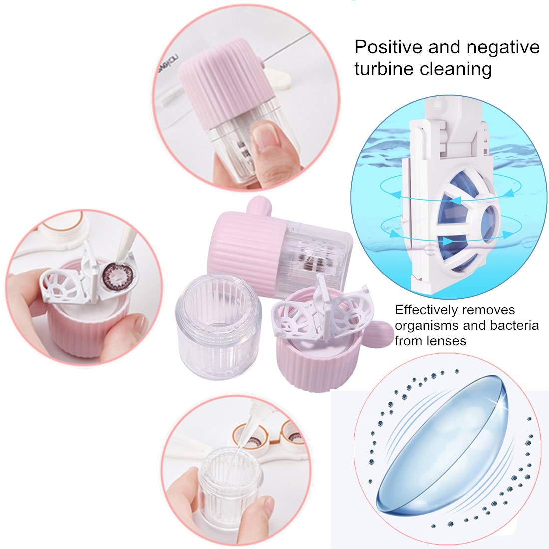 MUDOR Portable Contact Lens Cleaner – Quiet Blue, Fast Cleaning for Soft & Hard Lenses
