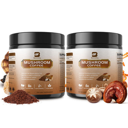 B BEWORTHS 2Pack Mushroom Coffee Powder with MCT Oil - 10-Mushroom Blend for Focus, Immune & Brain Health | Keto