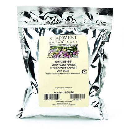 Muira Puama Powder Wildcrafted (1 lb) – Starwest Botanicals | Ptychopetalum olacoides