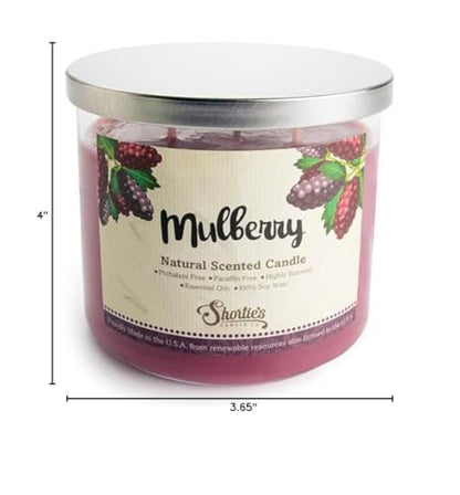 Mulberry Natural 3 Wick Candle – 14.5 oz – 100% Soy, Phthalate Free, Clean Burning