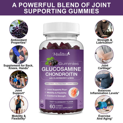 Mulittea Glucosamine Chondroitin Gummies - Extra Strength Joint Support (2 Pack)